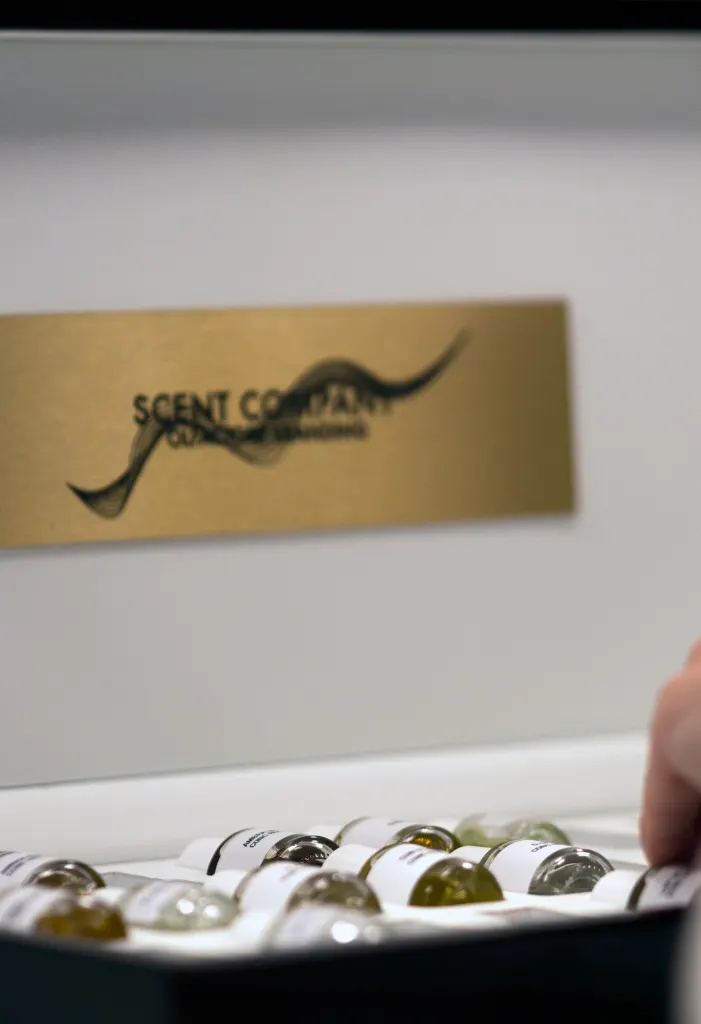 Scent Company fragrance sample vials prepared for scent testing